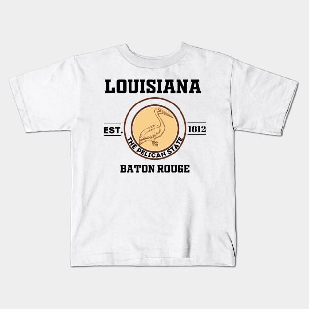 Louisiana state Kids T-Shirt by Freaky Designer